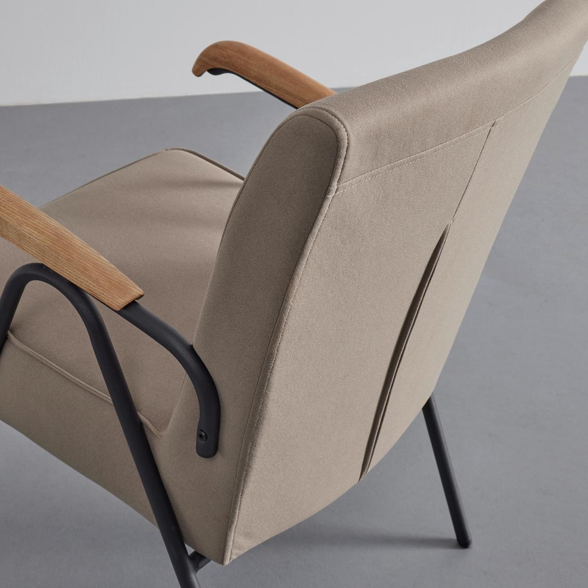 Retro křeslo Nati šedohnedé - černá/přírodní barvy, Moderní, kov/dřevo (52/79/66cm) - Bessagi Home