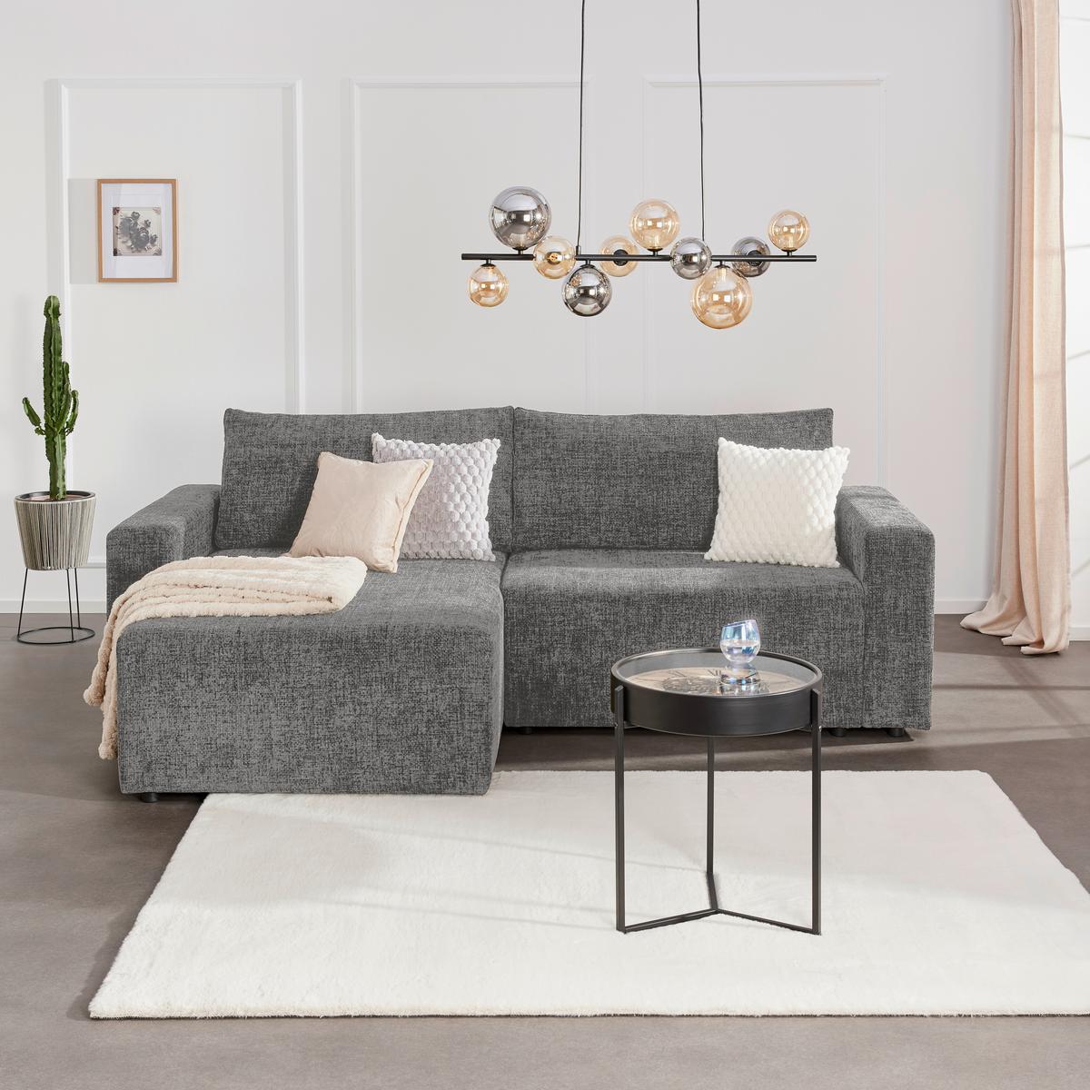 Ecksofa Dallas - Schlammfarben/Schwarz, MODERN, Holz/Kunststoff (173/258cm)
