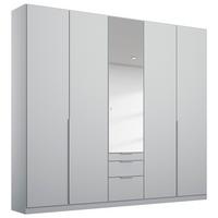 Drehtürenschrank Mit Spiegel + Laden 226cm Alabama Seidengrau - Silberfarben/Hellgrau, MODERN, Holzwerkstoff (226/229/54cm)