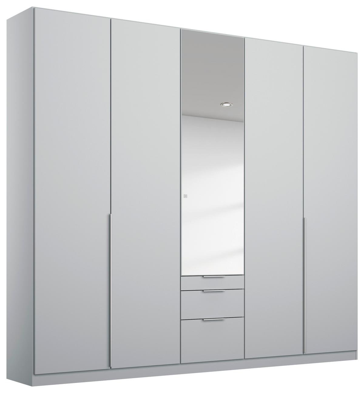 Drehtürenschrank Mit Spiegel + Laden 226cm Alabama Seidengrau - Silberfarben/Hellgrau, MODERN, Holzwerkstoff (226/229/54cm)