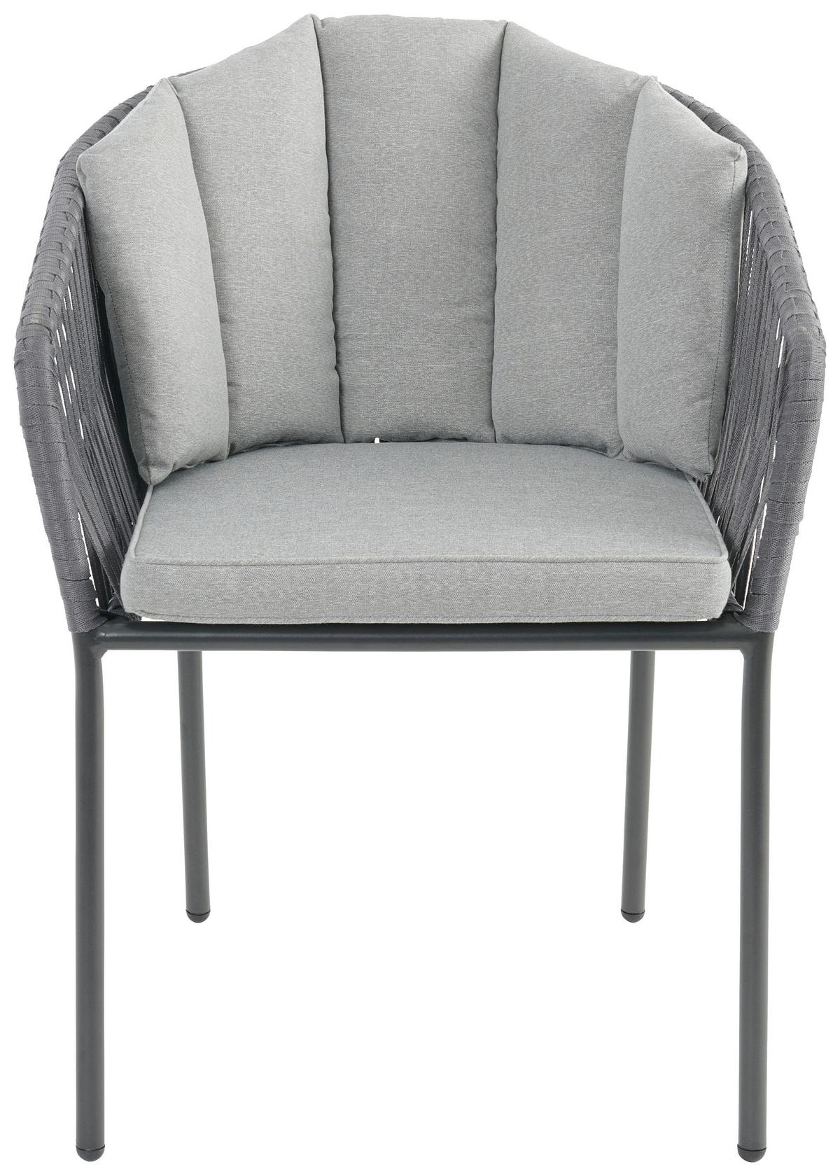 Gartensessel Zoe Metal / Kunststoff / Textil - Schwarz/Grau, MODERN, Kunststoff/Textil (59/77,5/61cm) - Beldano