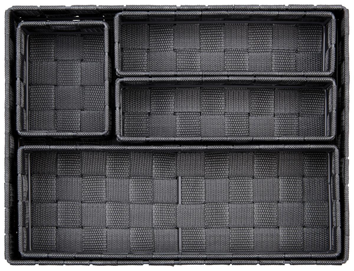Schubladenteiler Carolus 5er-Set Kunststoff Dunkelgrau - Dunkelgrau, Basics, Kunststoff - Ondega