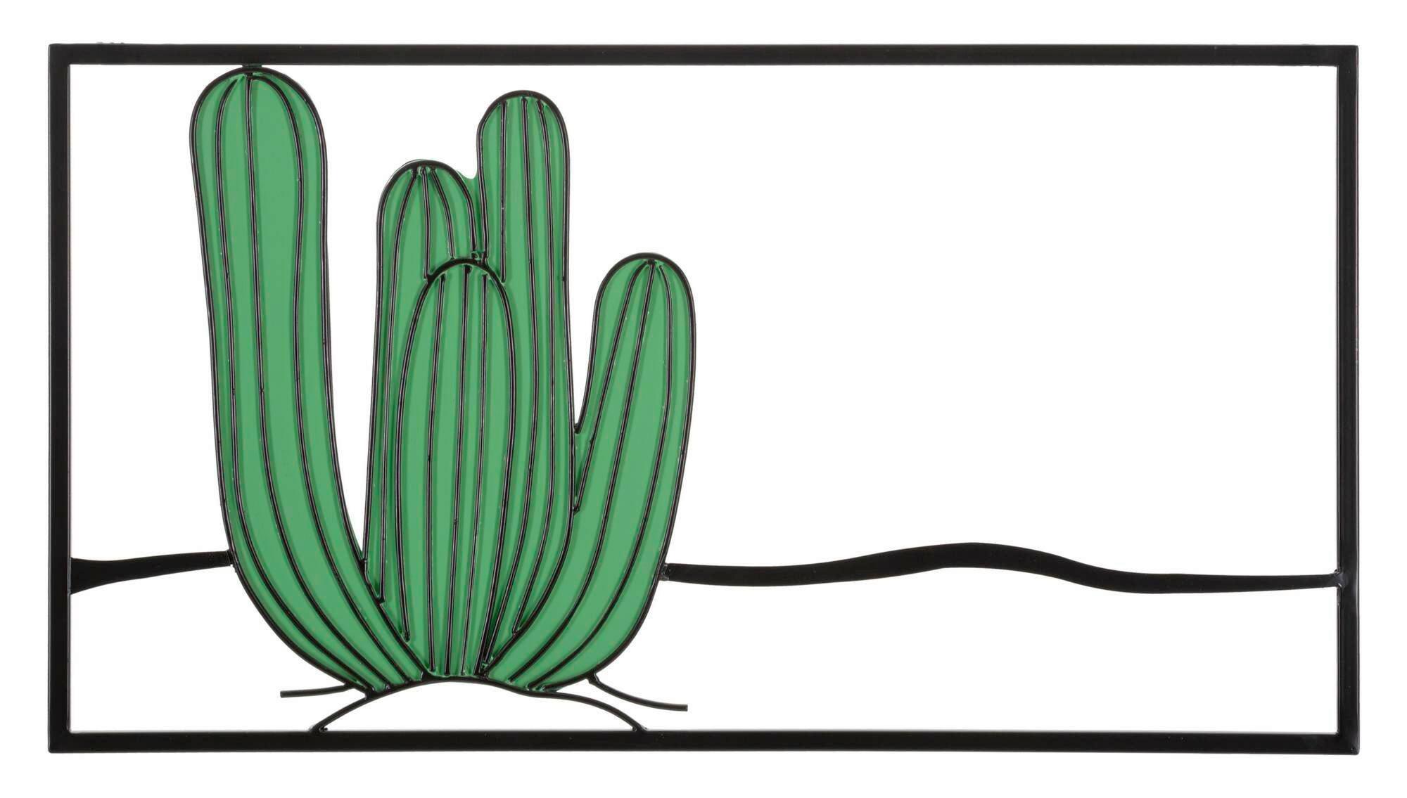 Wanddeko Cactus Grün, Schwarz B: 60 cm - Schwarz/Grün, Basics, Metall (60/33/1.30cm)