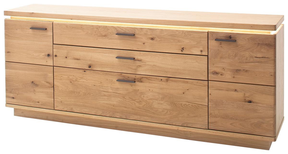 Sideboard Teilmassiv 210 Cm Barcelona Eichefarben - Eiche Bianco, Design, Holz/Holzwerkstoff (210/84/44cm) - Livetastic