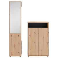 Garderobe Lyon Eiche Artisan/Schwarz B: 110cm - Schwarz/Eiche Artisan, Design, Holzwerkstoff (110/186/35cm) - MID.YOU