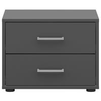 Nachtkästchen Smart Ii Anthrazit, 2 Laden, B: 50cm - Anthrazit/Silberfarben, KONVENTIONELL, Holzwerkstoff (50/37,7/35cm)