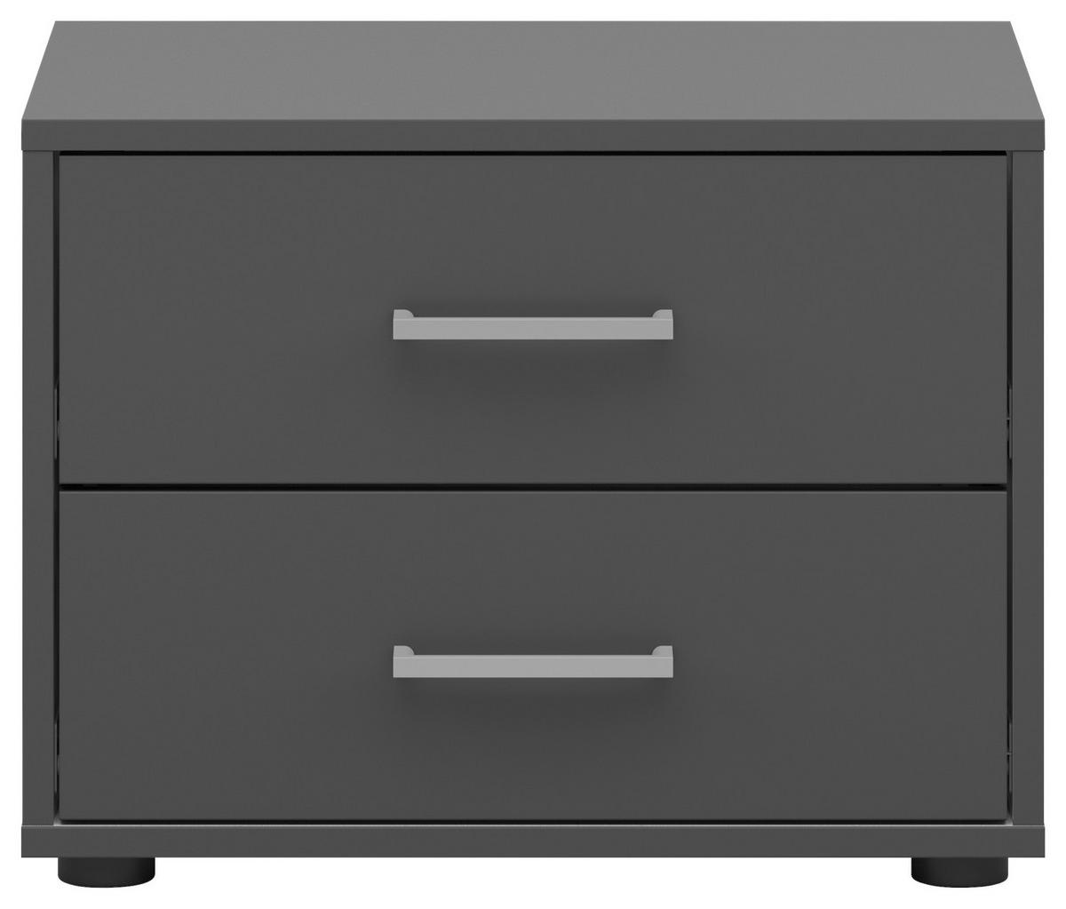 Nachtkästchen Smart Ii Anthrazit, 2 Laden, B: 50cm - Anthrazit/Silberfarben, KONVENTIONELL, Holzwerkstoff (50/37,7/35cm)