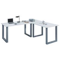 Eckschreibtisch Lona Weiß B: 80 Cm - Silberfarben/Weiß, MODERN, Holzwerkstoff/Metall (220/160/76cm) - MID.YOU