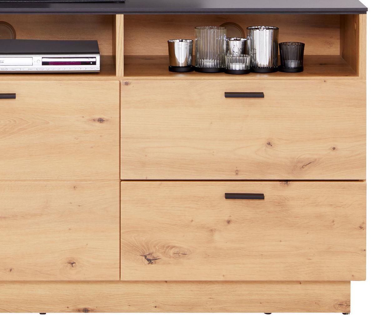 TV-Element Tonale B: 146,8 cm Eiche Dekor/Grau - Eichefarben/Eiche Artisan, MODERN, Holzwerkstoff (146,8/68,6/40cm)