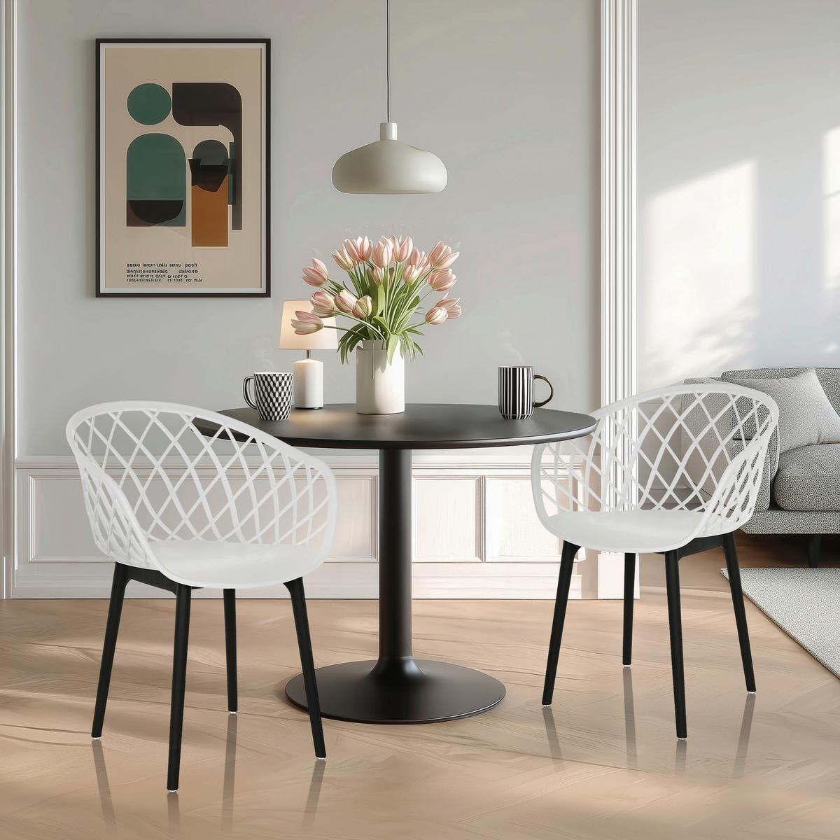 BESUCHERSTUHL Begio Weiß B: 57cm - Schwarz/Weiß, MODERN, Kunststoff (57/76/53cm) - MID.YOU