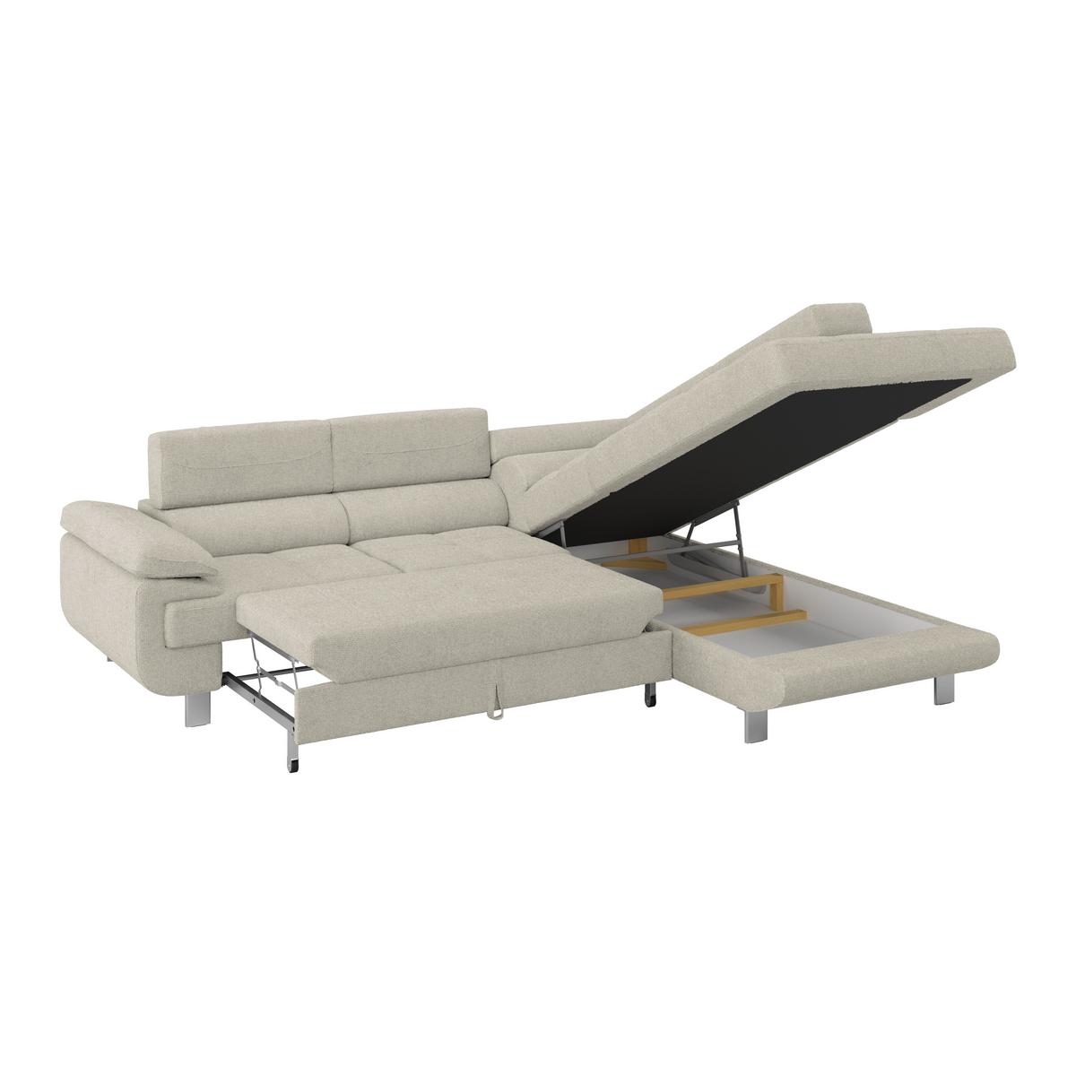 Ecksofa Mit Schlaffunktion & Bettkasten Savona Greige - Greige, MODERN, Textil (230/270cm) - Ondega