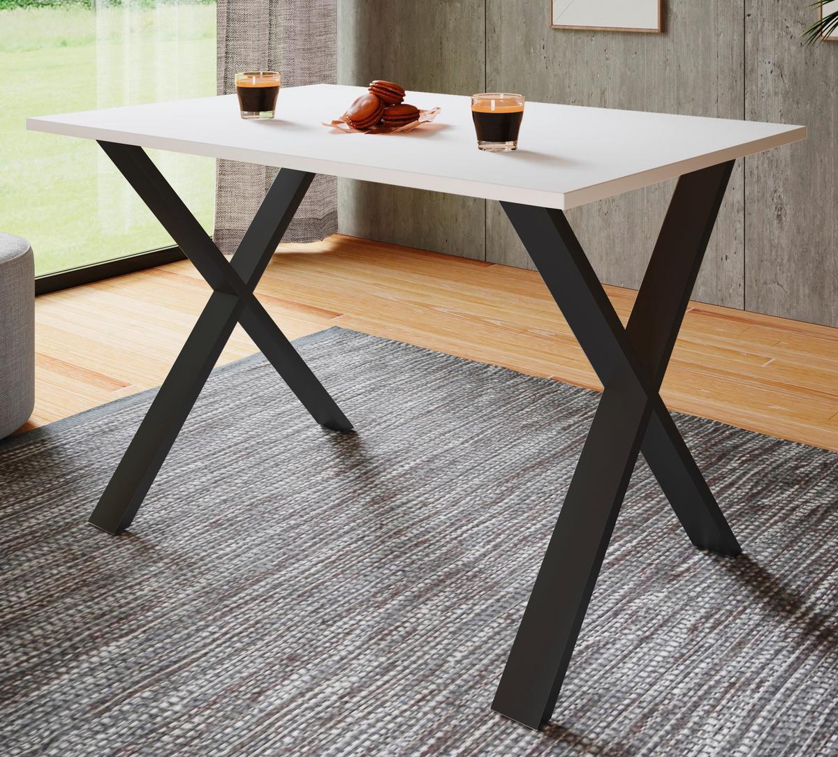 Schreibtisch Lona Schwarz, Weiß B: 160 cm - Schwarz/Weiß, Design (160/80/76cm) - MID.YOU