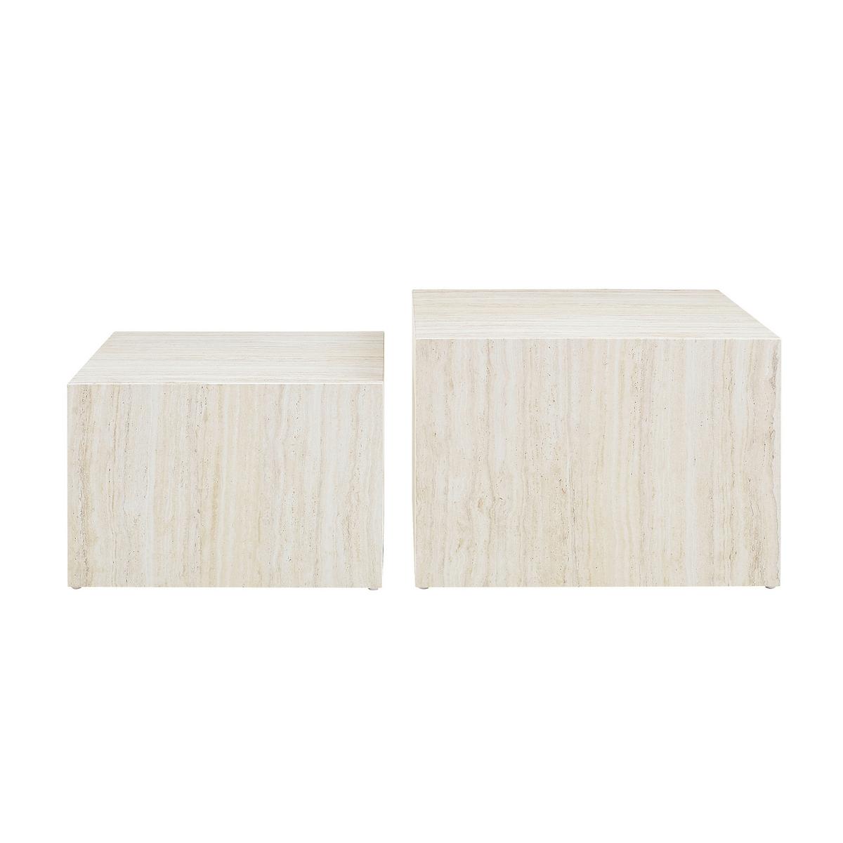 Couchtischset 2-teilig Beige - Beige, Design, Holzwerkstoff (58-50/58-50/40-33cm) - Livetastic