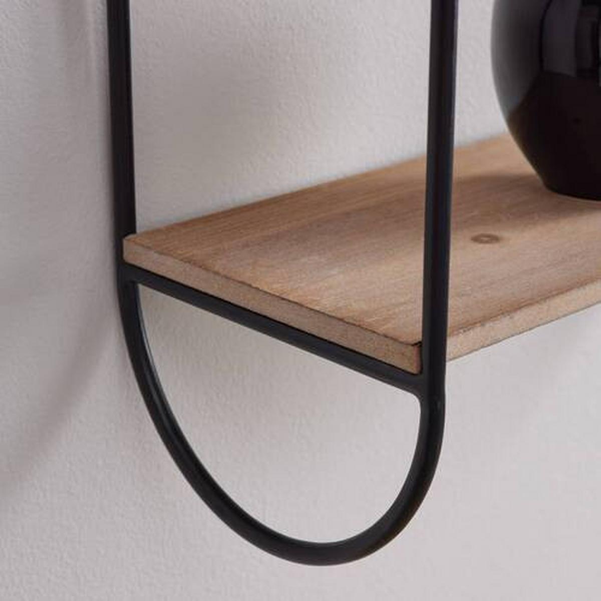 Nástenný regál so zrkadlom LELIA - čierna/zlatá, Modern, kov/drevo (37/75/17cm) - Bessagi Home