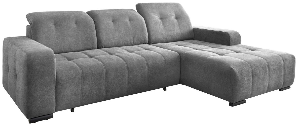 Ecksofa Vicari Dunkelgrau S: 185x292cm - Dunkelgrau/Schwarz, MODERN, Textil (185/292cm) - Livetastic