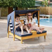 Záhradná pohovka pre deti DAISY - modrá/biela, Modern, drevo/textil (84,8/89/92,5cm) - Bessagi Kids