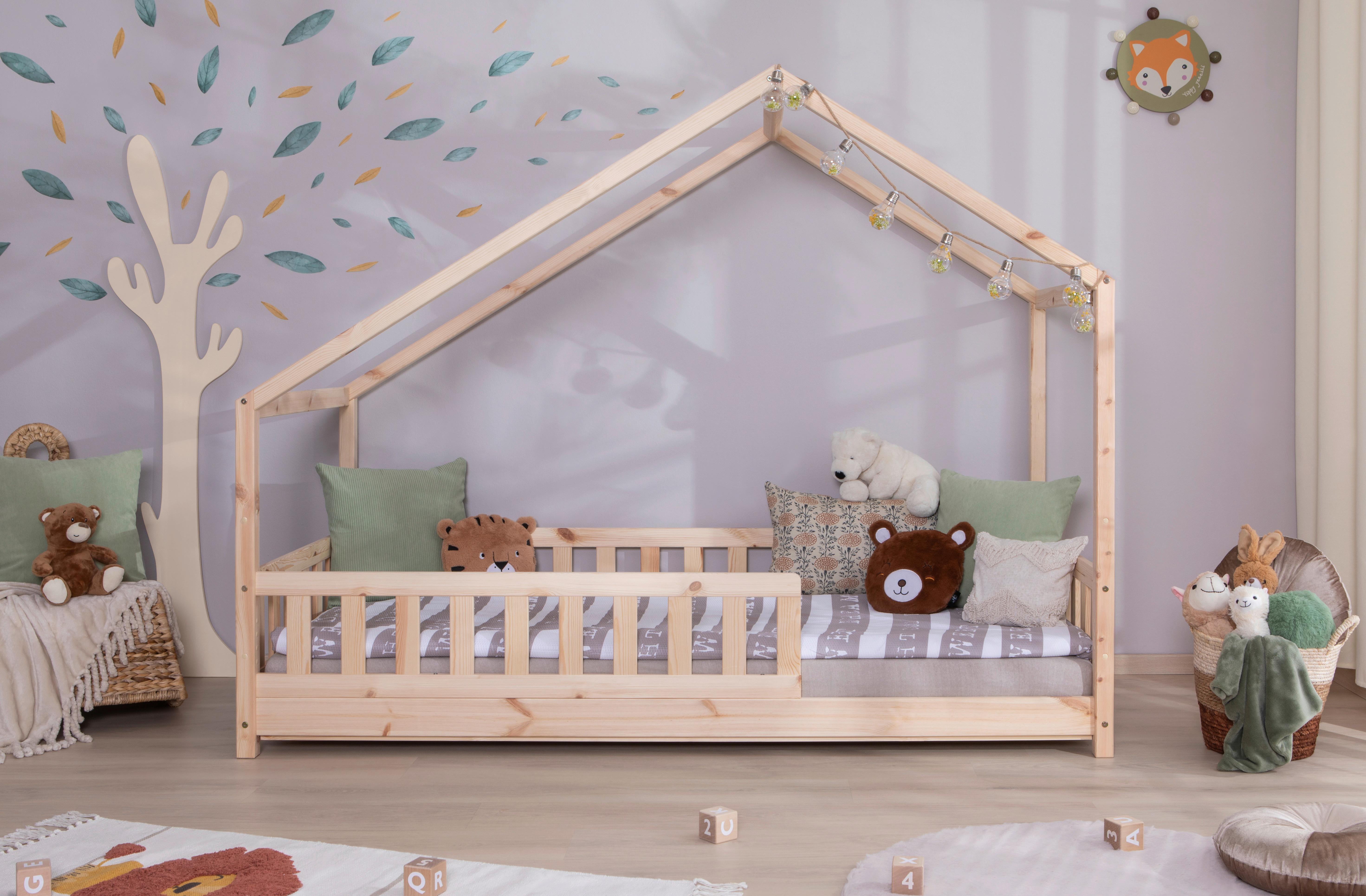 Hausbett Lou Naturfarben B: 90 Cm - Naturfarben/Weiß, MODERN, Holz/Textil (90/200cm) - MID.YOU