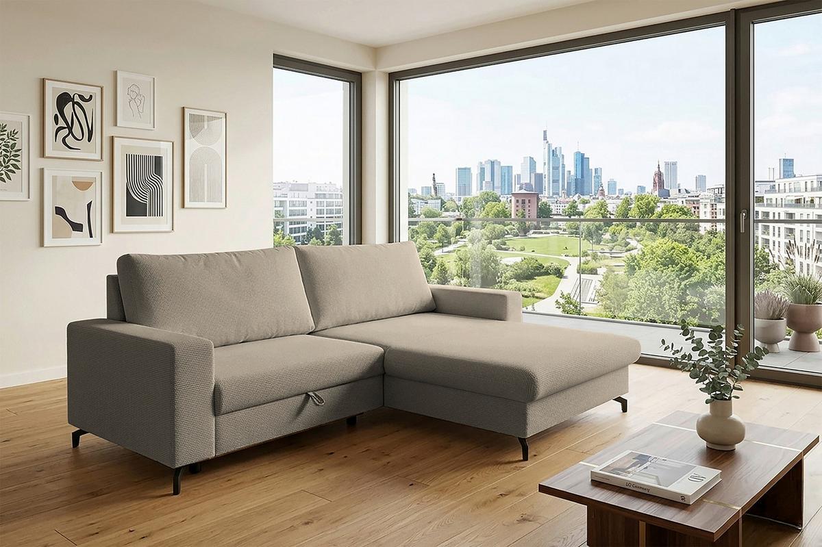 Ecksofa Clara Beige B: 240 Cm - Beige, MODERN, Textil (240/87/177cm)