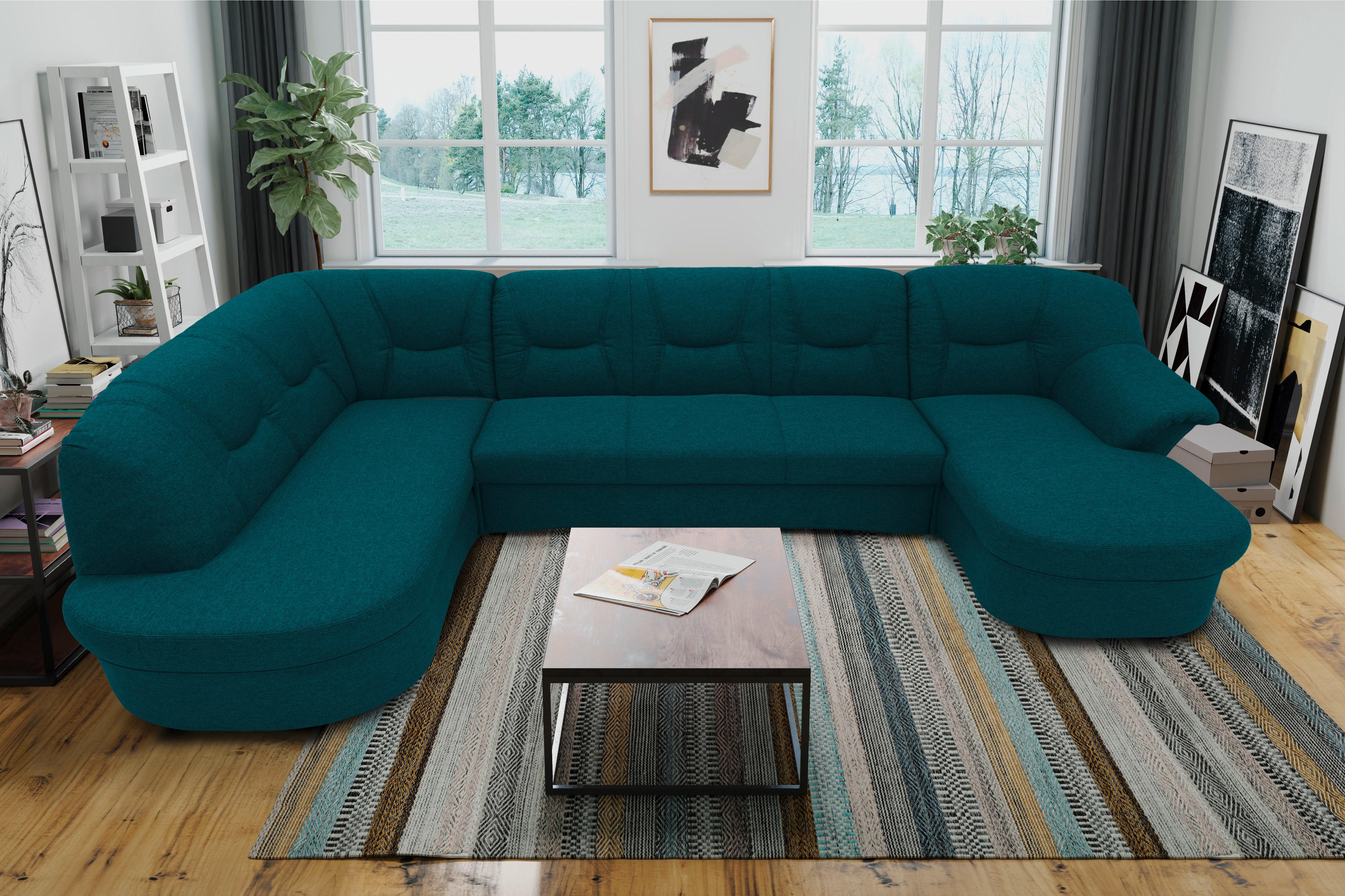 Wohnlandschaft Sarafina Dunkelblau - Schwarz/Dunkelblau, KONVENTIONELL, Textil (180/295/146cm) - MID.YOU