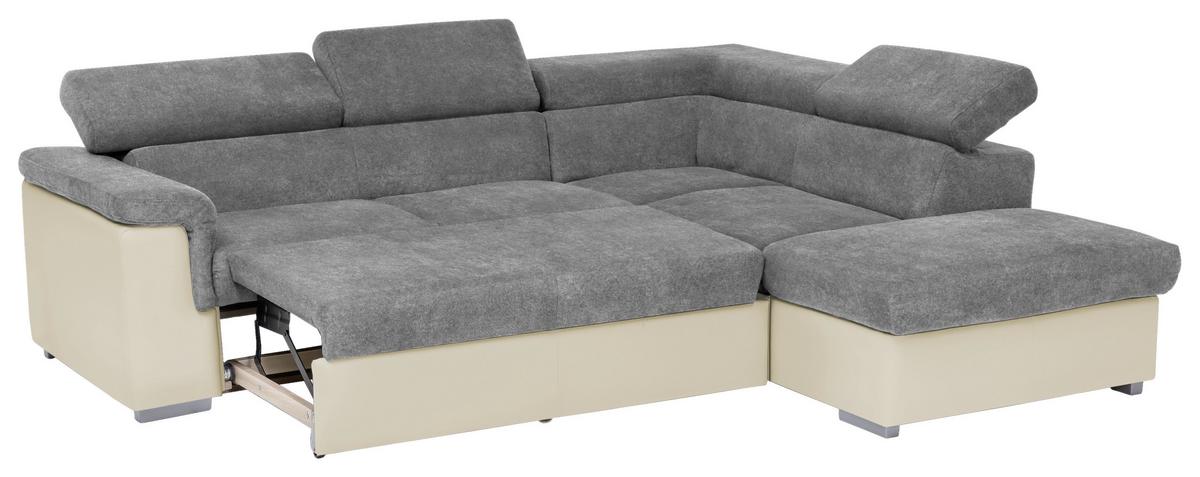 Sedacia súprava MILLA antracitová/hnedá pravý roh - hnedá/antracitová, Basics, drevo/textil (252/217cm)