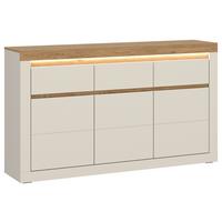 Vitrine Naxxar Eichefarben/kaschmir B:149,1cm - Kaschmir/Eichefarben, Trend, Holzwerkstoff (149,1/89,3/39,6cm)