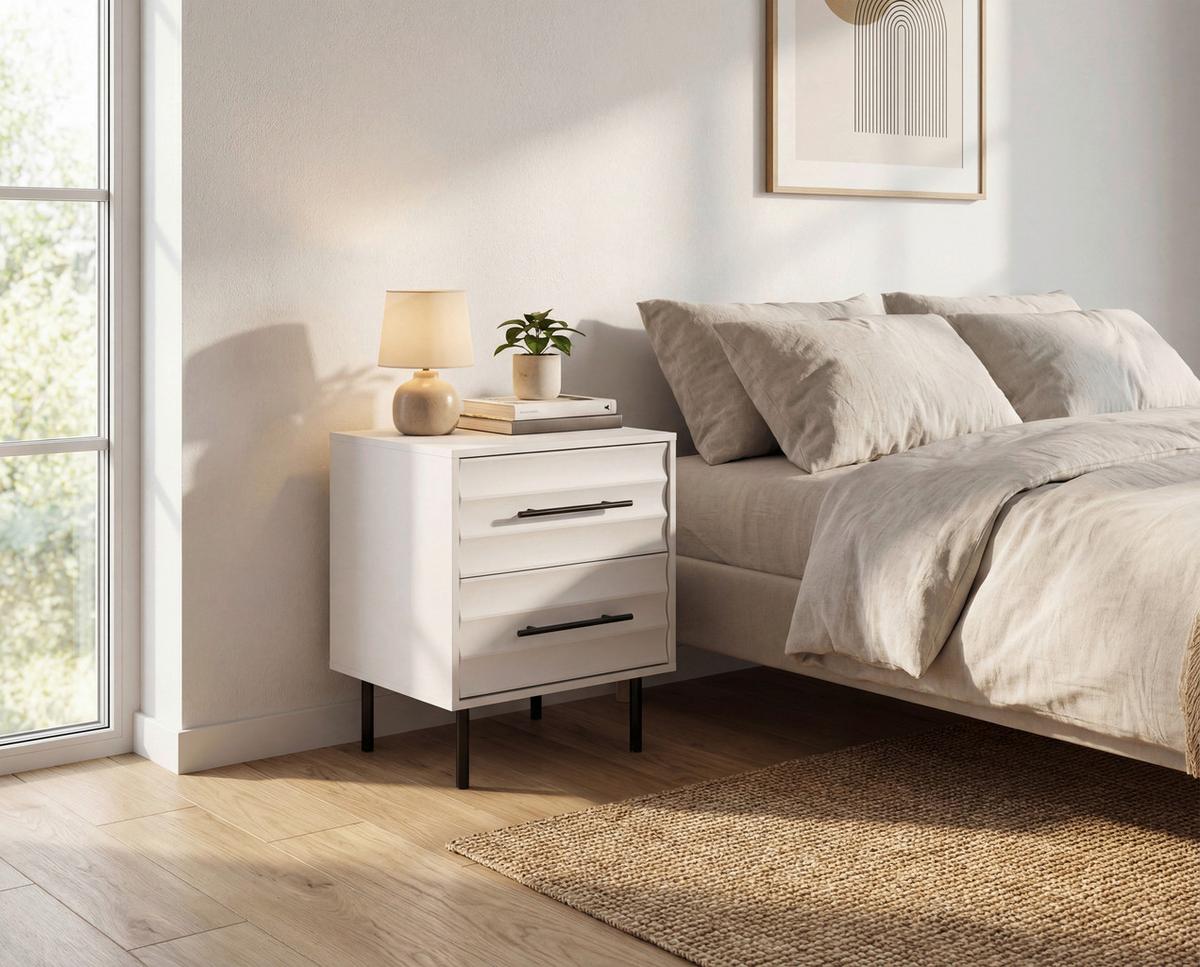 Nachtkästchen Carlton Weiß H: 55 Cm - Schwarz/Weiß, Trend, Holzwerkstoff (40/55/39cm)