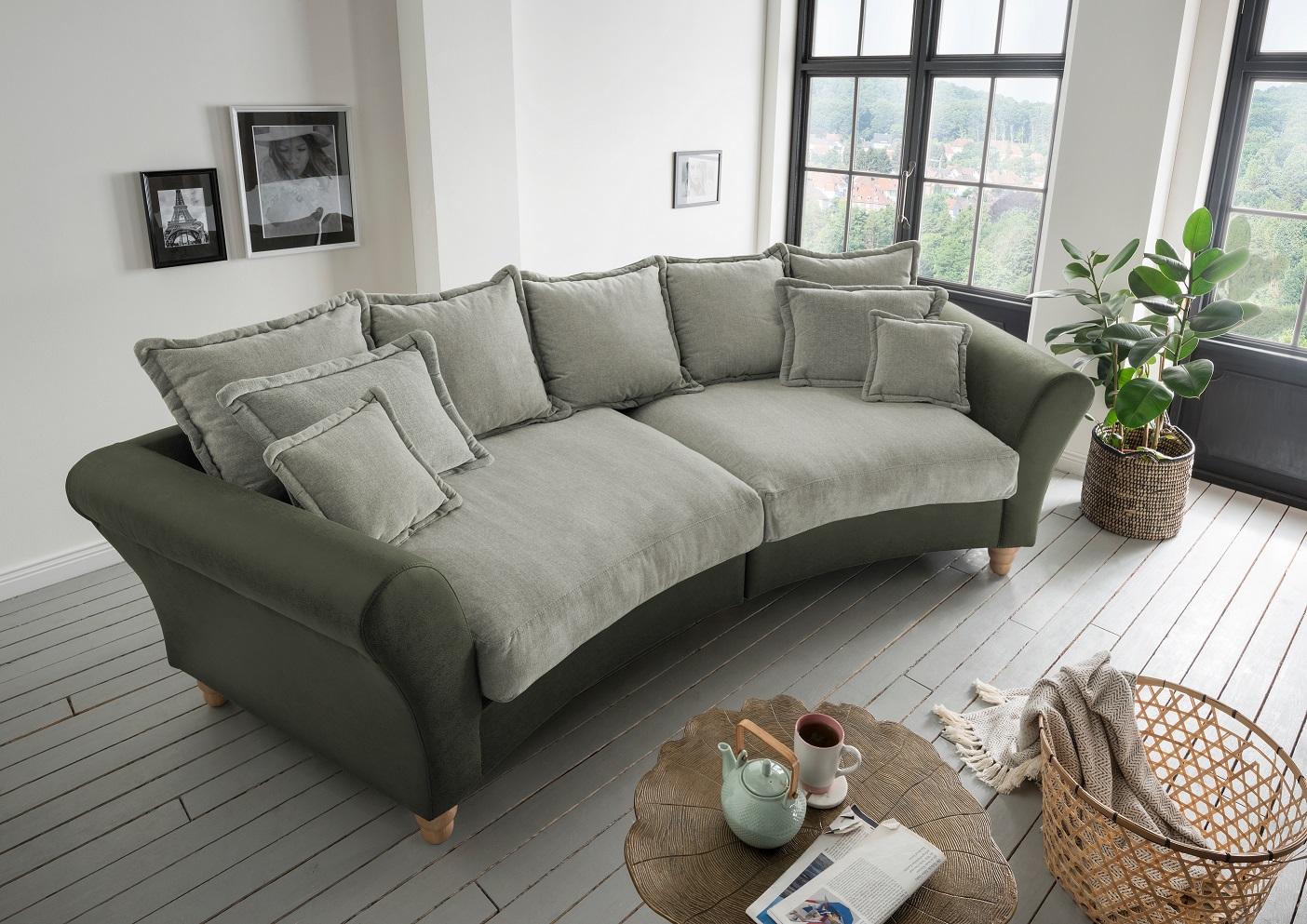 Bigsofa Cordula Grün B: 328 cm - Wildeiche/Hellgrün, MODERN, Holz/Textil (328/98/134cm) - Livetastic