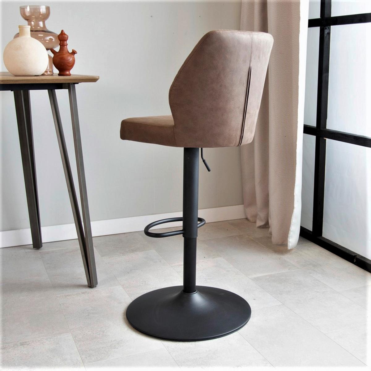Barhocker-set Grayson - Taupe/Schwarz, KONVENTIONELL, Textil/Metall (42/114/52cm) - MID.YOU