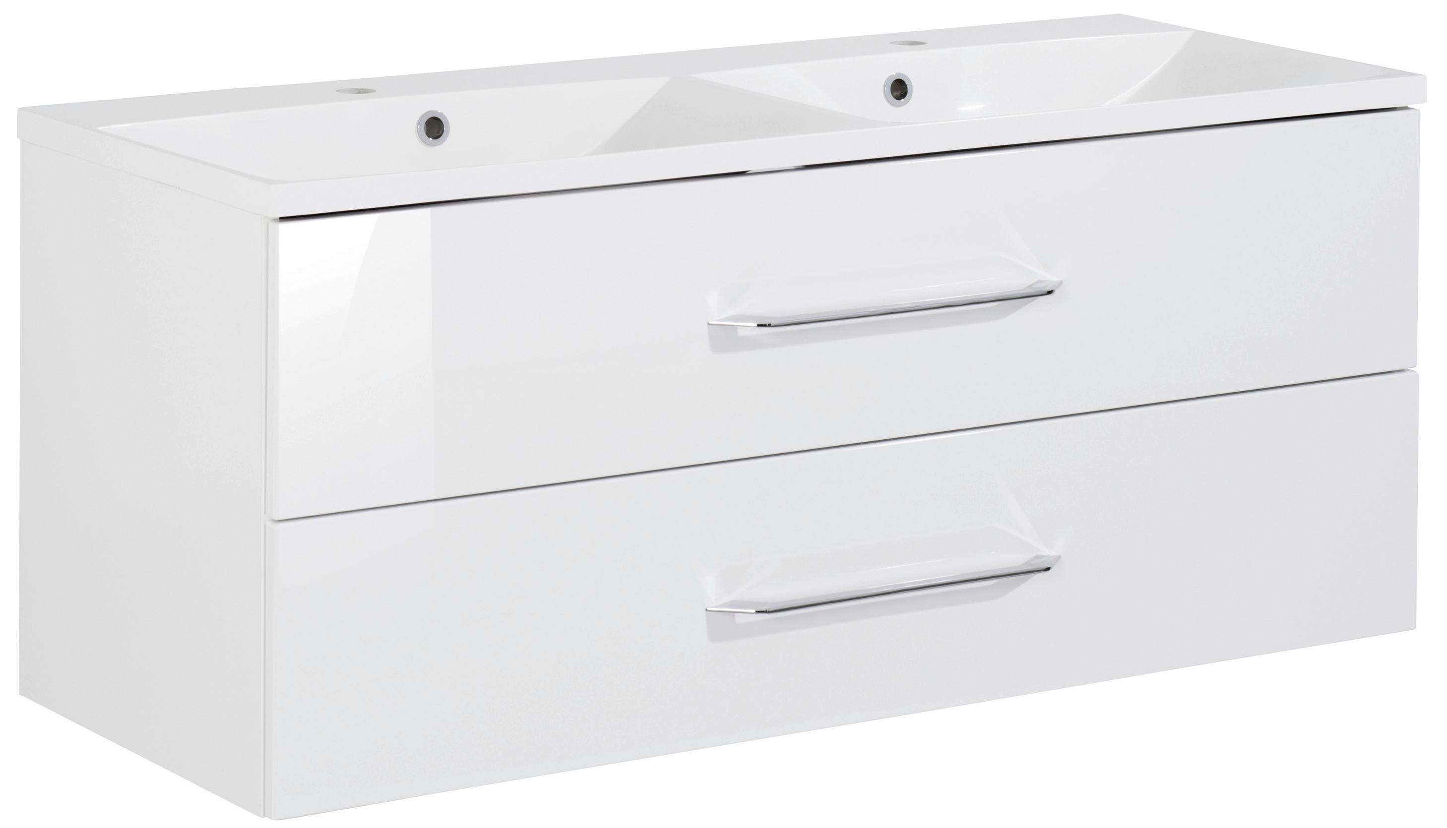 Waschbecken mit Unterschrank Clever B: 120 cm Weiß