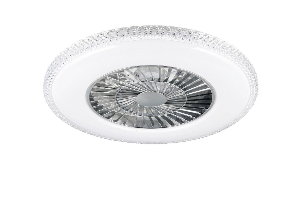 Deckenventilator Harstad Weiß Chromfarben Transparent - Chromfarben/Transparent, Trend, Kunststoff (60/18cm)