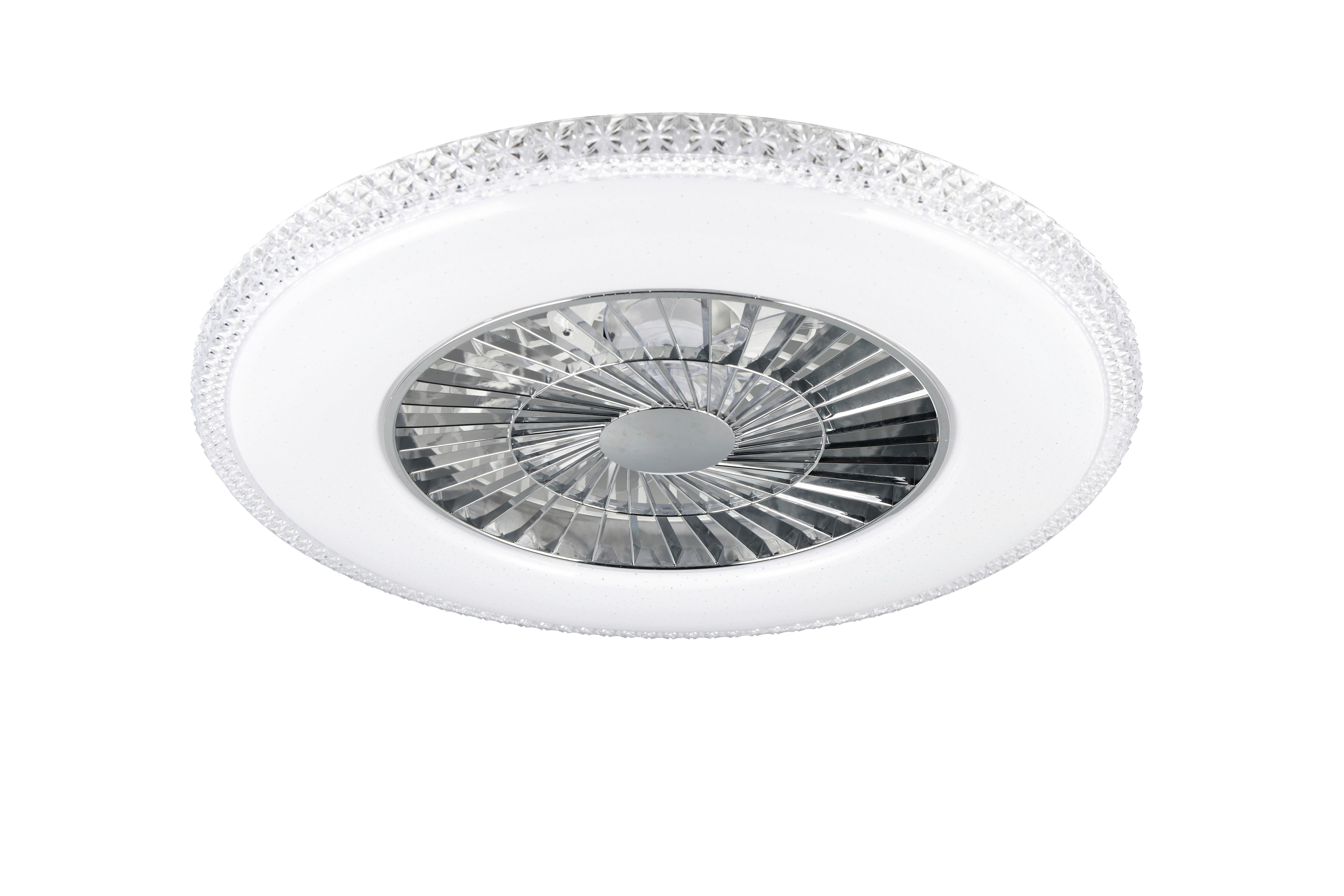 Deckenventilator Harstad Weiß Chromfarben Transparent