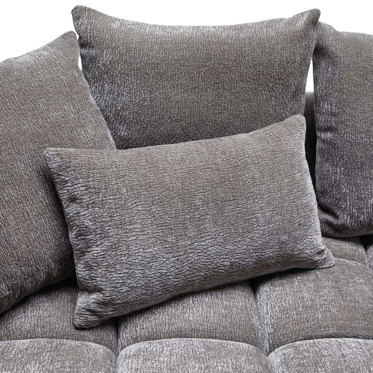 Univerzálna sedačka CAMMELLIO, sivá ženilka, so 7 vankúšmi - čierna/sivá, Modern, textil (296/189cm) - Mömax