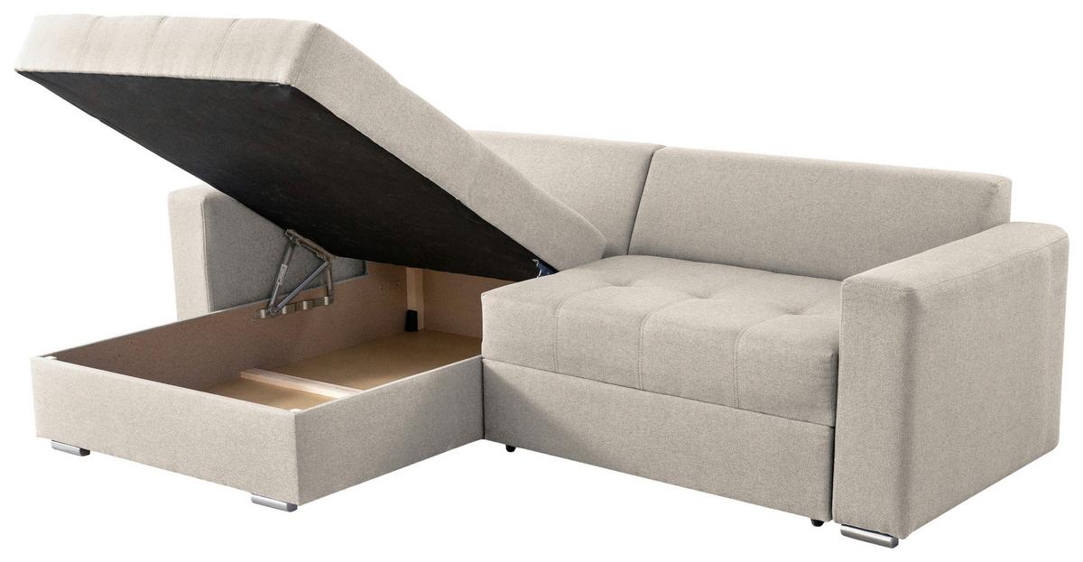 Ecksofa Flavio Beige S: 165x265cm - Beige/Silberfarben, Design, Textil (165/265cm) - MID.YOU