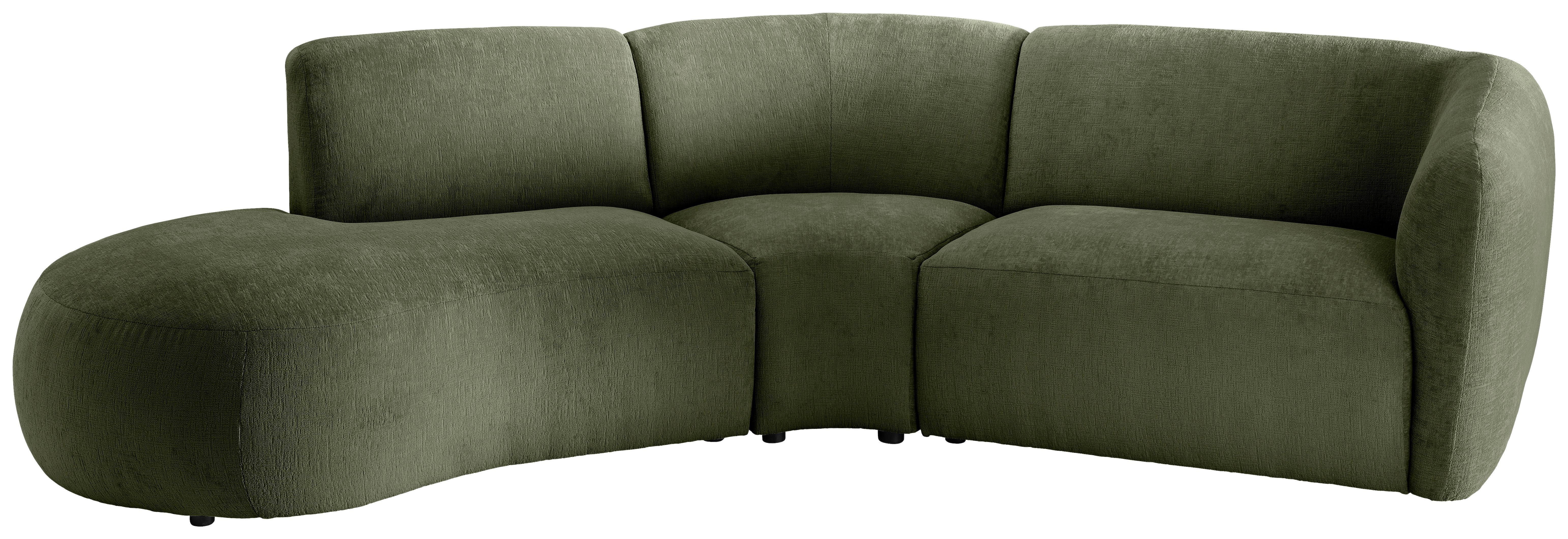 ECKSOFA Jesi, Grün S: 182x276 cm - Schwarz/Grün, MODERN, Textil (182/276cm) - Livetastic