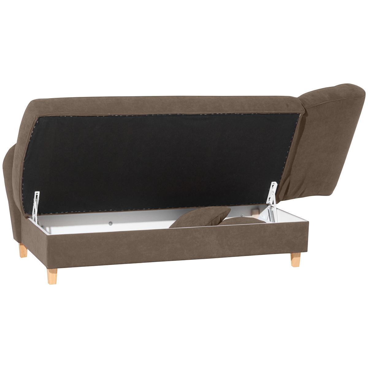Recamiere Selma Sahara Rechts mit Bettkasten+schlaffunktion - Hellbraun/Buchefarben, Design, Textil (190/88/82cm) - Max Winzer