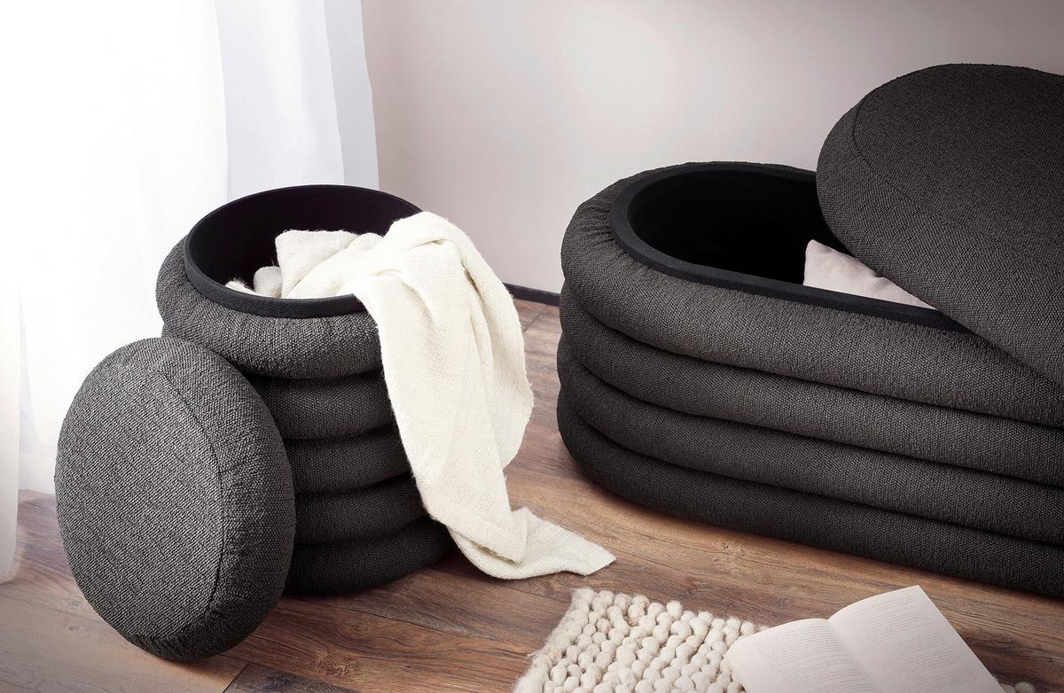 Bettbank Bouclé, Anthrazit B: 108 Cm - Anthrazit, MODERN, Textil (108/42/45cm) - Livetastic