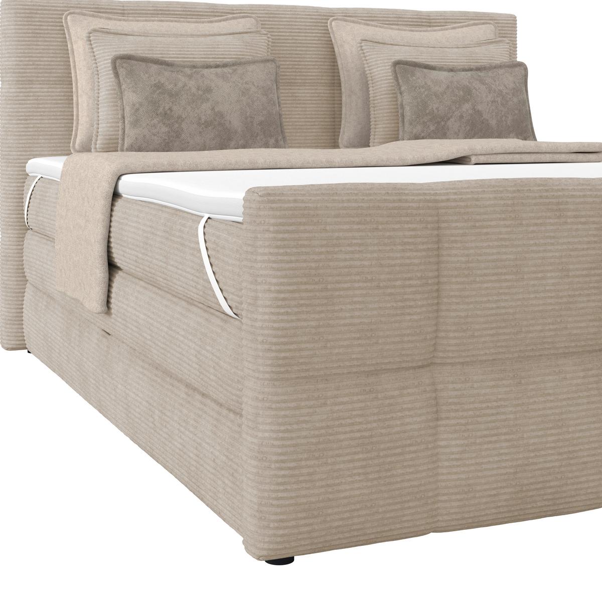 Boxspringbett mit Topper und Bettkasten 160x200 Medino - Beige, KONVENTIONELL, Holz/Holzwerkstoff (160/200cm) - Luca Bessoni