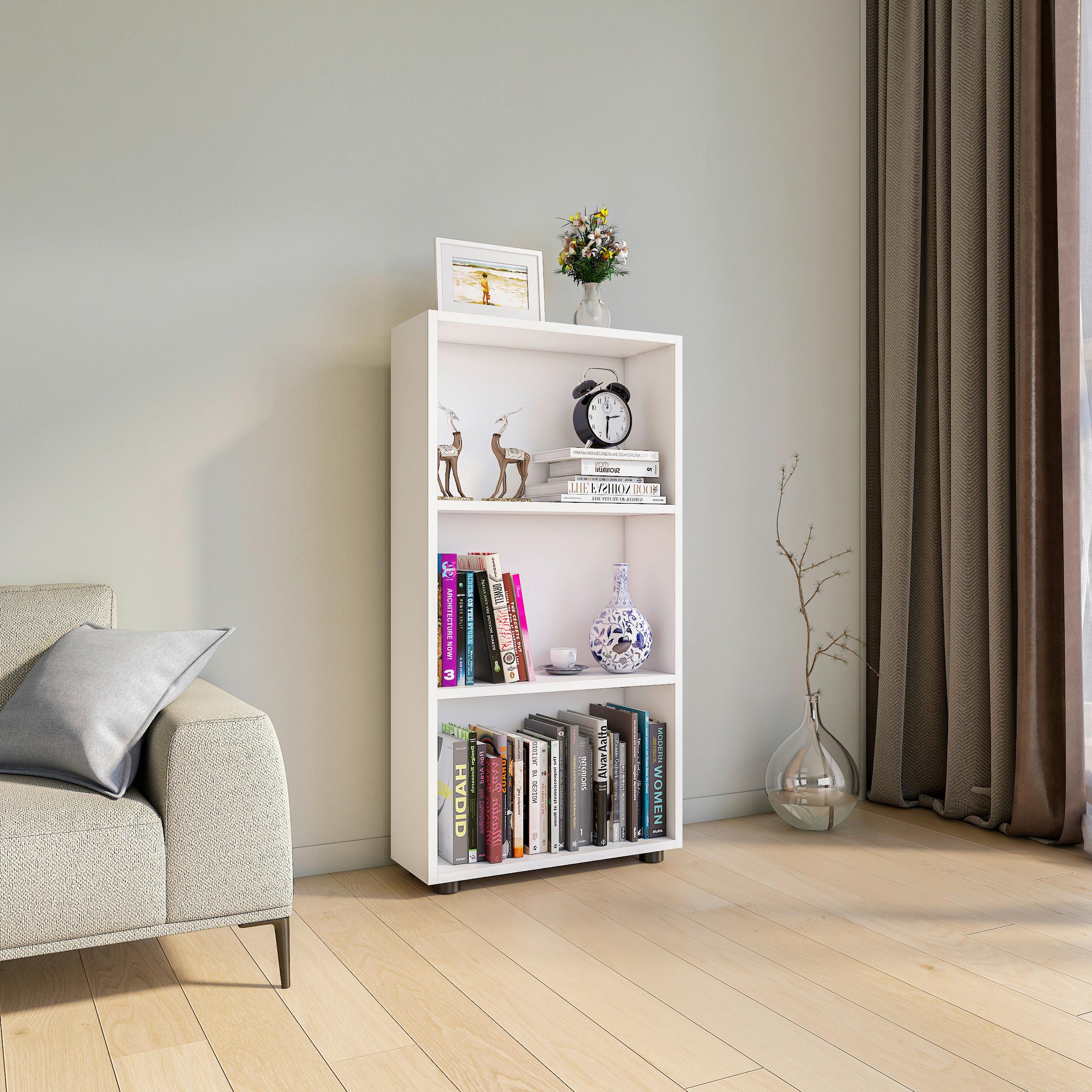 Regál Bulas š: 56 cm, bílý - bílá/černá, Moderní, kompozitní dřevo/plast (56/108/20cm) - MID.YOU