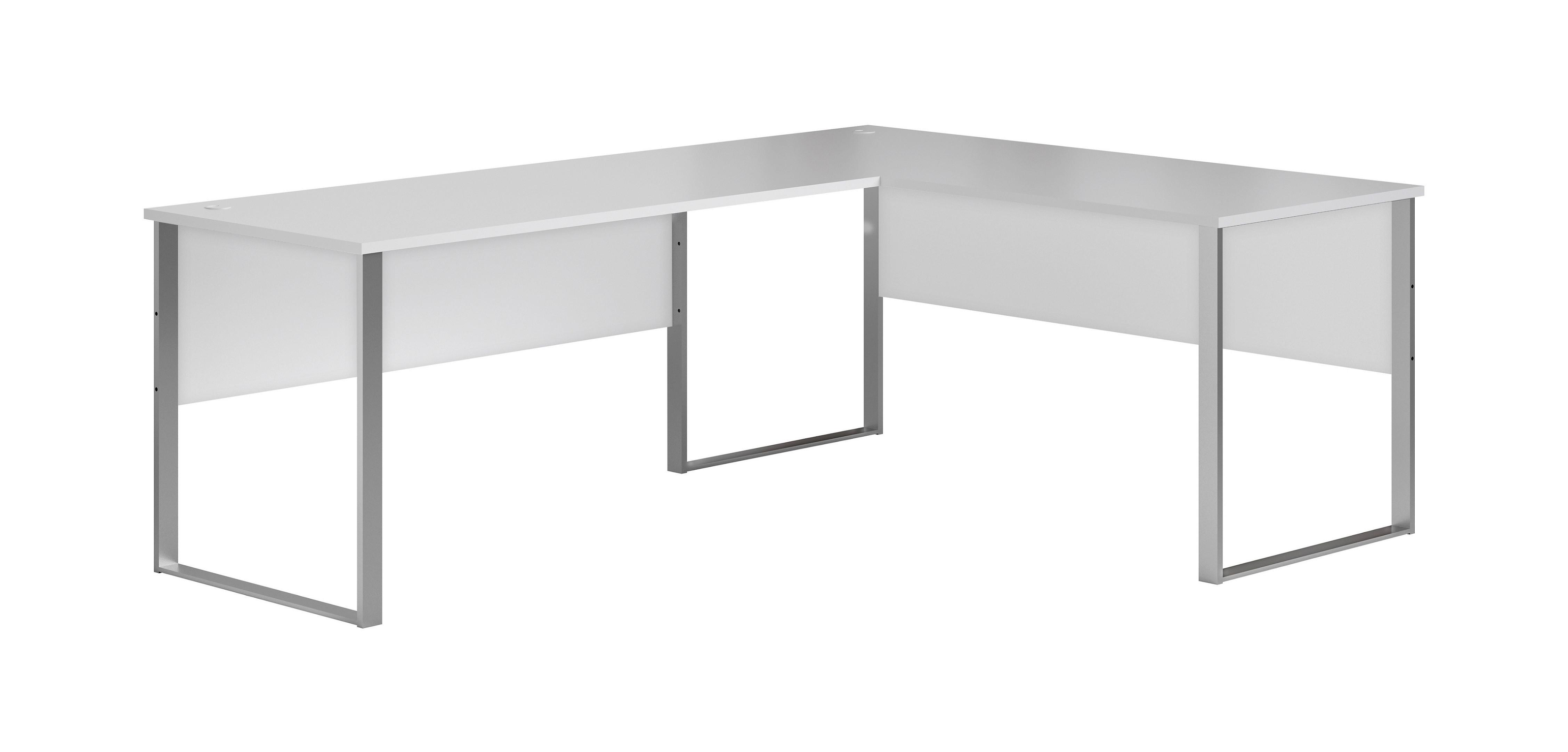Eckschreibtisch B 223cm H 77cm Office Lux, Lichtgrau - Hellgrau/Alufarben, Design, Holzwerkstoff/Metall (170+223/77/73cm) - MID.YOU