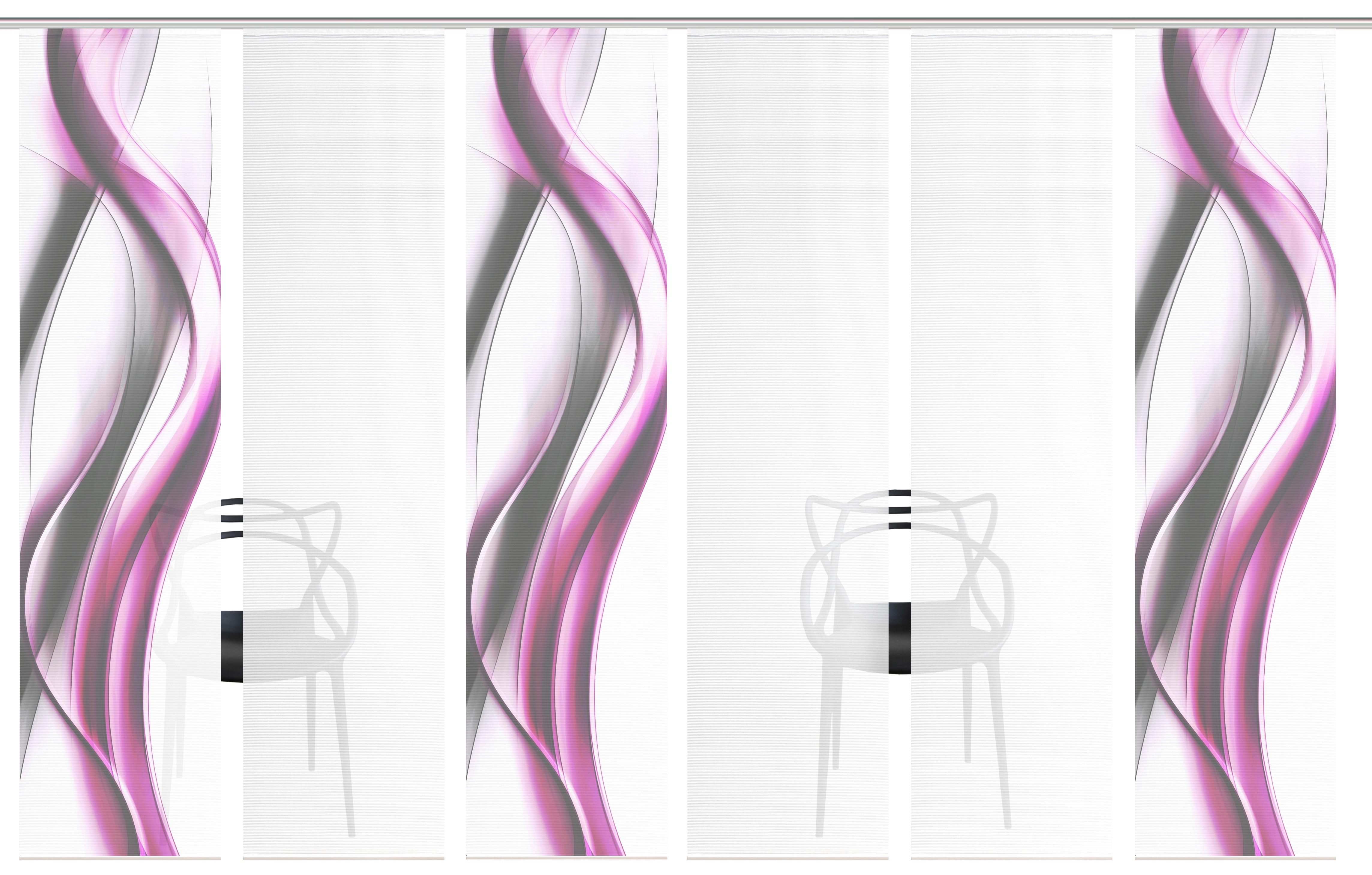 Flächenvorhang Cara 6er Set - Pink/Weiß, Design, Textil (60/260cm)