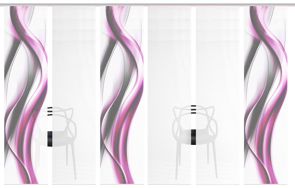 Flächenvorhang Cara 6er Set - Pink/Weiß, Design, Textil (60/260cm)