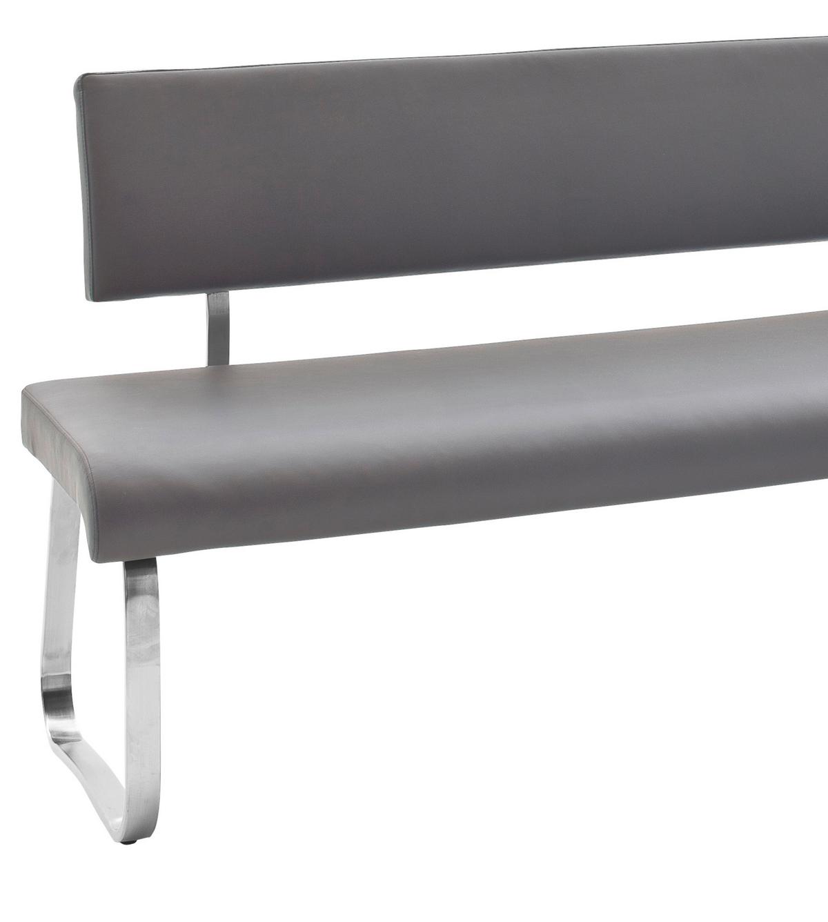 Eckbank Grau Lederlook Arco 200x150 Cm - Edelstahlfarben/Grau, Design, Textil/Metall (200cm) - Livetastic