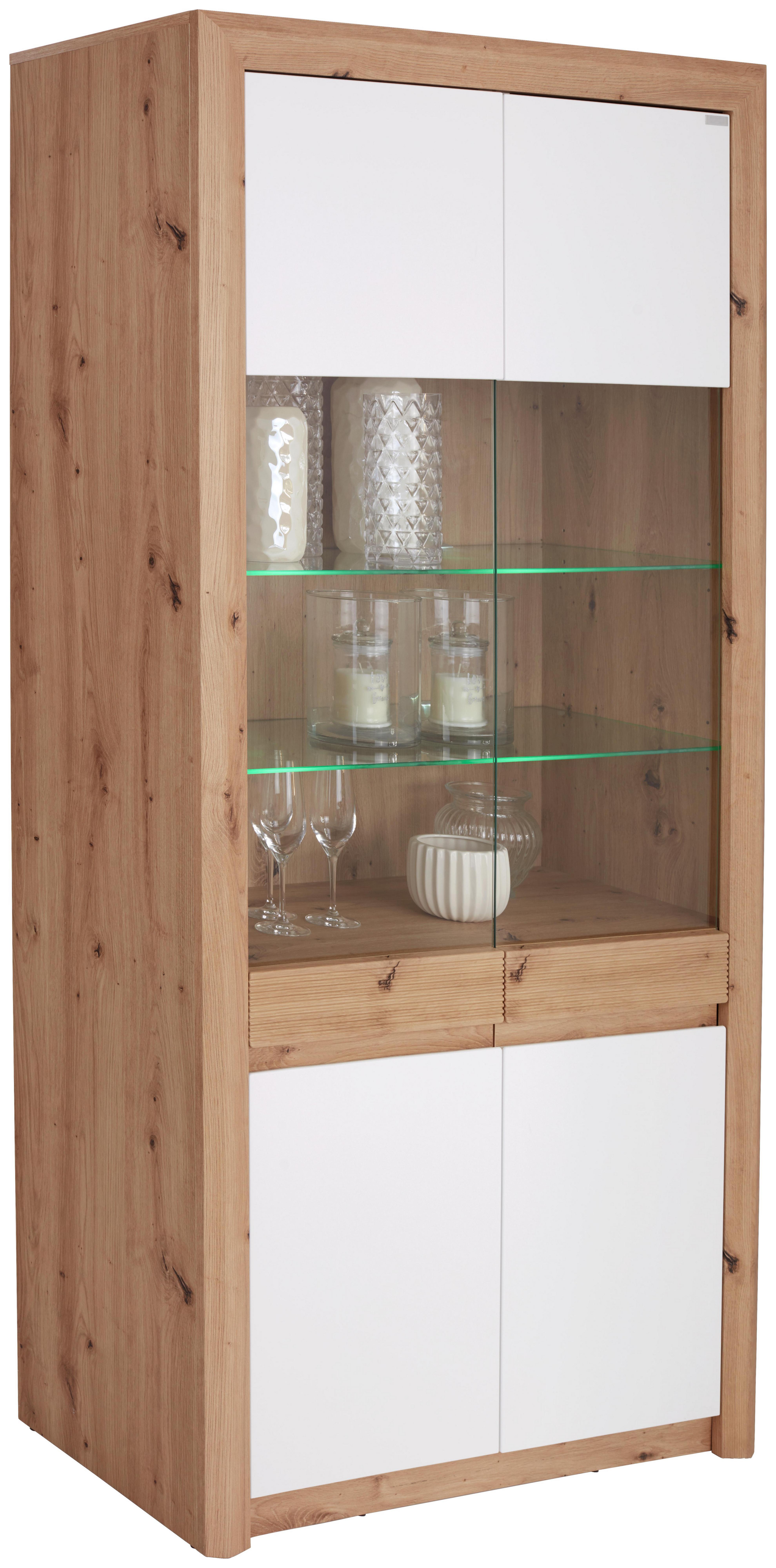 Vitrine Kashmir Kav02 - Eichefarben/Schwarz, KONVENTIONELL, Glas/Holzwerkstoff (100/192/41cm) - James Wood