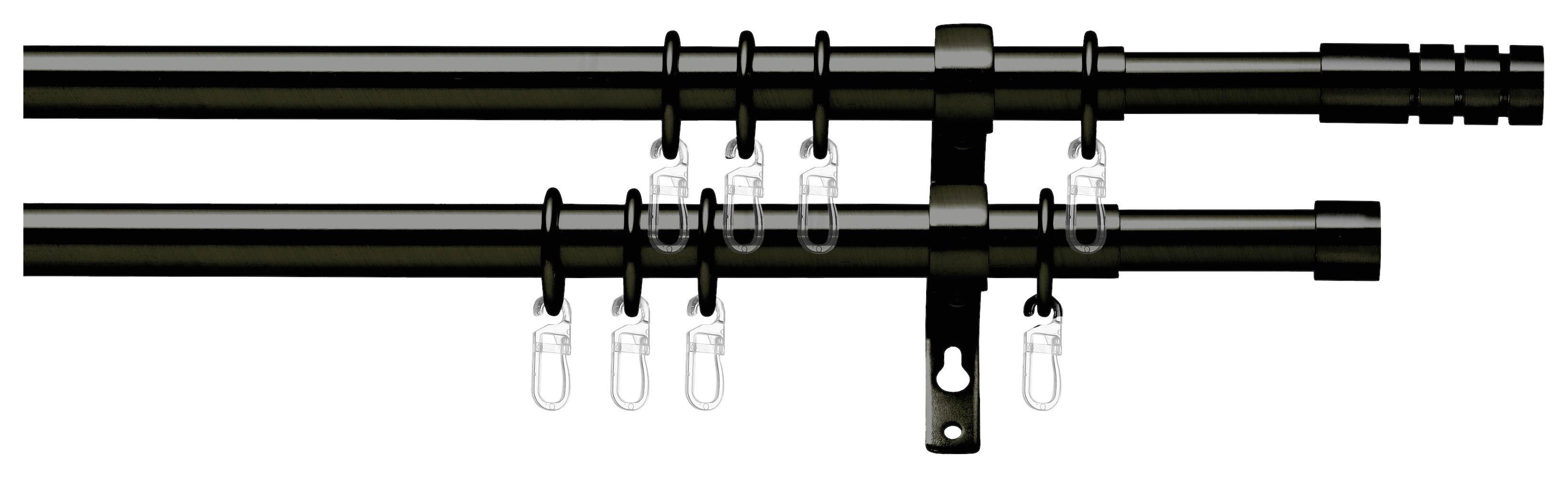 Rundstangengarnitur 2-lfg Ada Schwarz L: 120-230 Cm - Schwarz, ROMANTIK / LANDHAUS, Metall (120-230cm) - James Wood