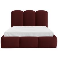 Polsterbett Bero Boucle rot, LF: 160x200 cm - Buchefarben/Schwarz, Trend, Holz/Textil (160/200cm)