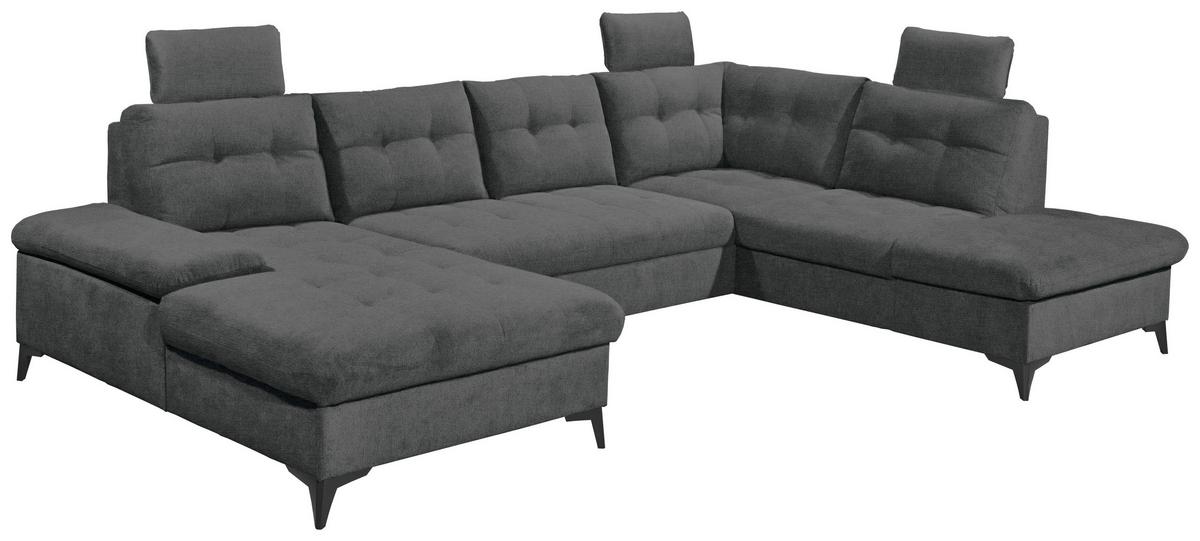 Wohnlandschaft Durban U Graphitfarben U:170/324/218 Cm - Schwarz/Graphitfarben, KONVENTIONELL, Textil (170/324/218cm) - MID.YOU