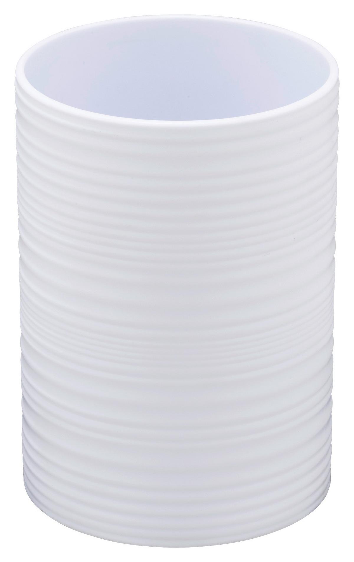 Zahnputzbecher Lyon Weiß B: 7,5 cm - Weiß, Trend, Kunststoff (7,5/10,5/7,5cm)