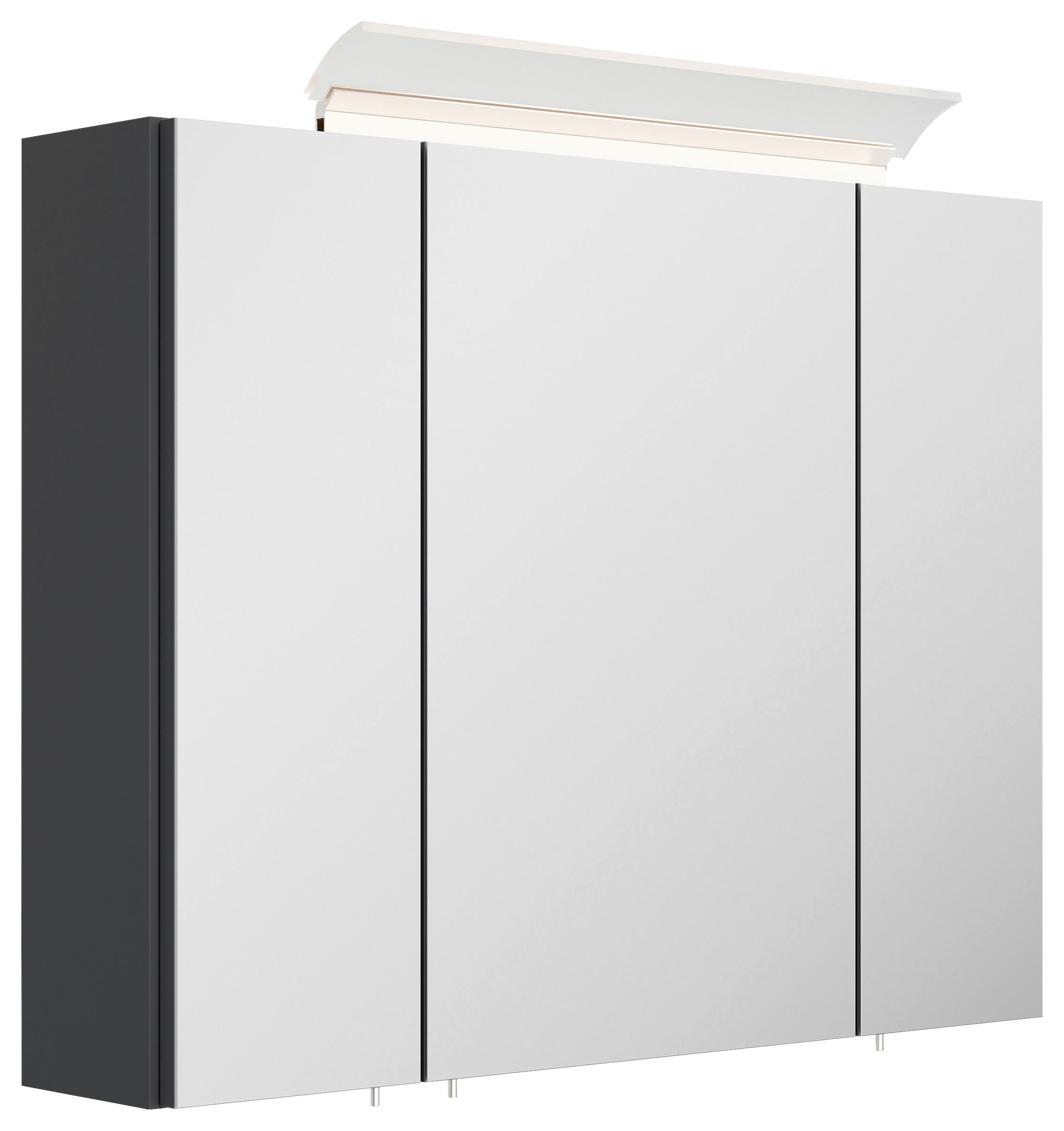 Spiegelschrank Graphitfarben B: 80 cm - Graphitfarben, MODERN, Glas/Holzwerkstoff (80/62/17cm) - MID.YOU