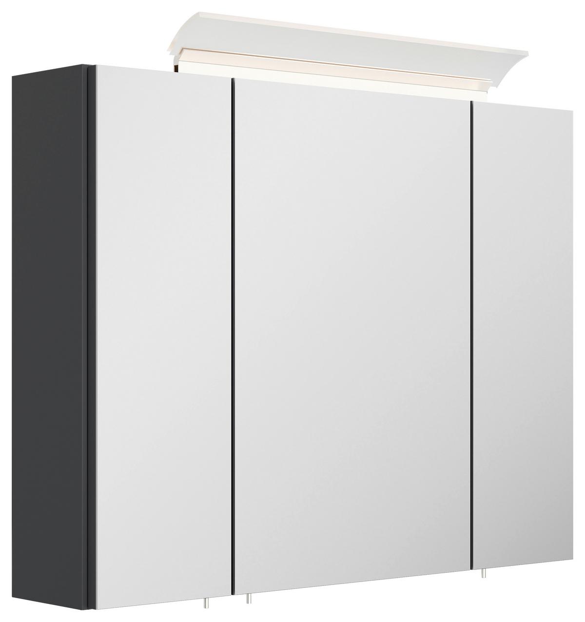 Spiegelschrank Graphitfarben B: 80 cm - Graphitfarben, MODERN, Glas/Holzwerkstoff (80/62/17cm) - MID.YOU