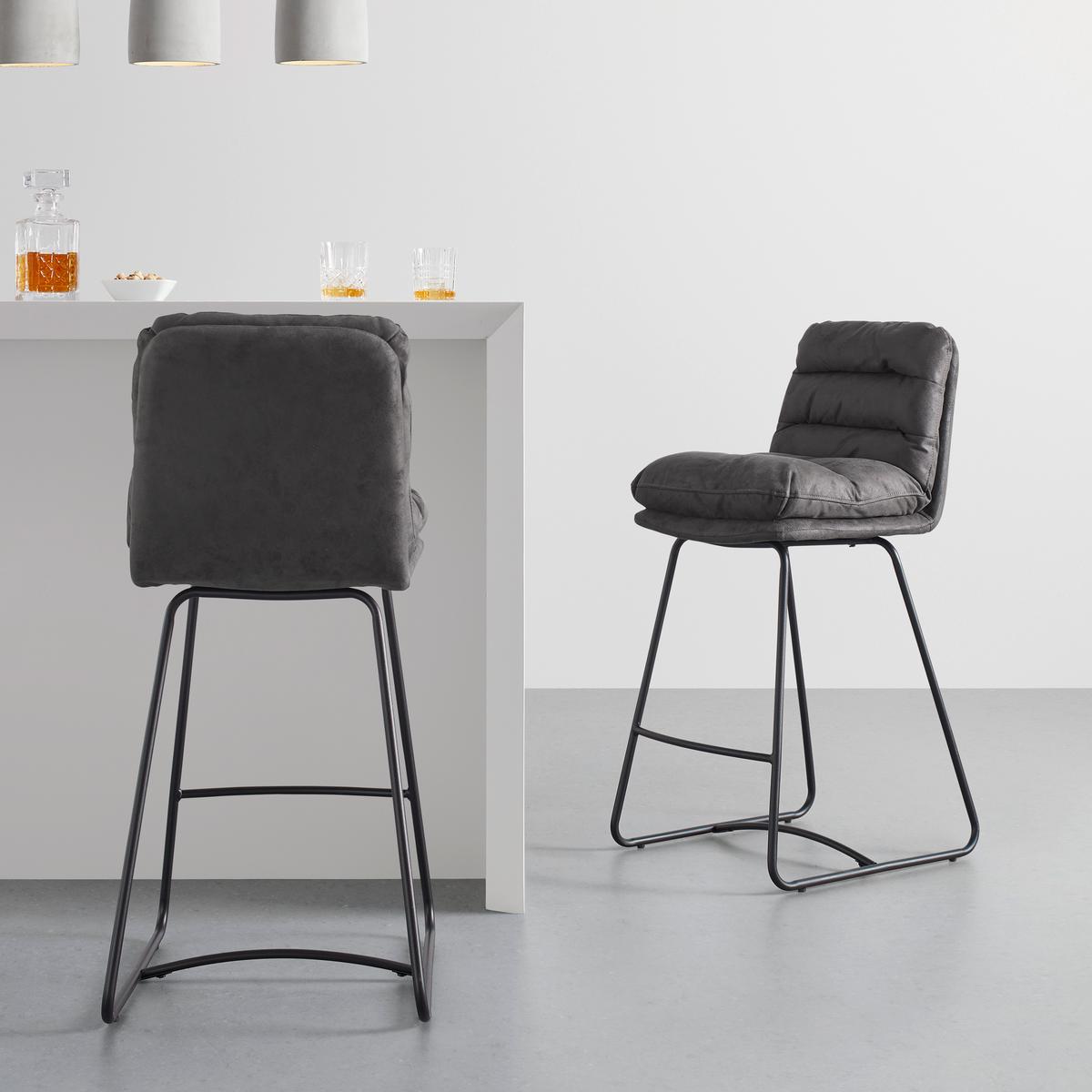 Barová židle KONA tmavě šedá - černá/tmavě šedá, Moderní, kov/textil (44/103/59cm) - Bessagi Home